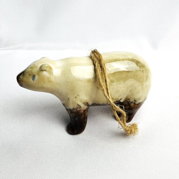 Woodland Style Ceramic White Bear High Gloss Art Pottery Figurine Ornament - Picture 5 of 8